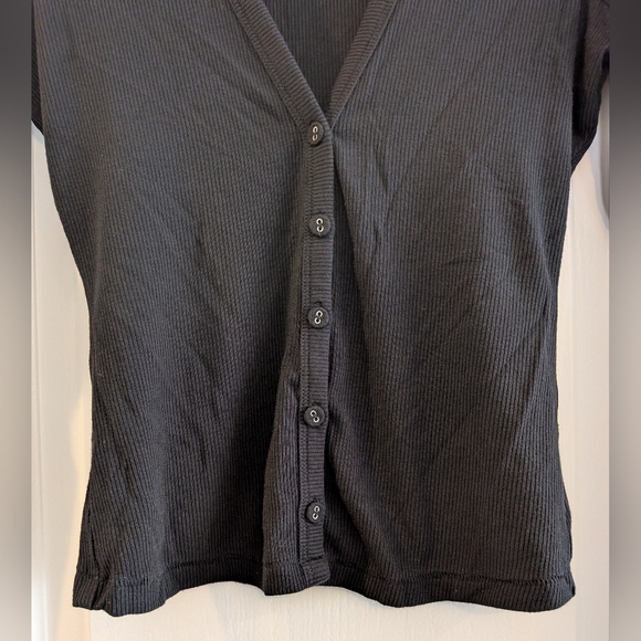 SKIMS Soft Lounge Ribbed Modal Cardigan Onyx Black Stretchy Casual Size XXS - Picture 6 of 15